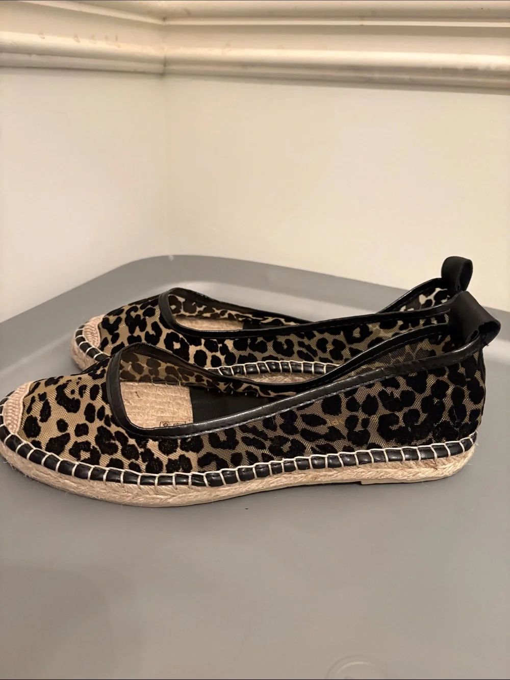 Free People Leopard Print Espadrille Flats - Black & Tan